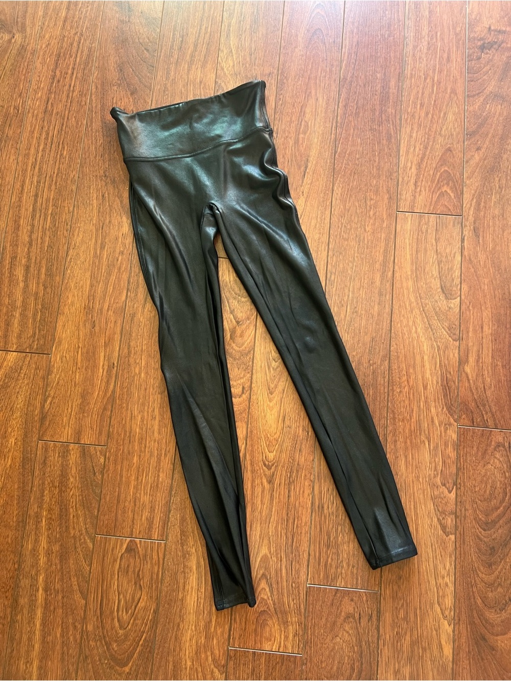 SPANX Black Faux-Leather High-Waist Leggings